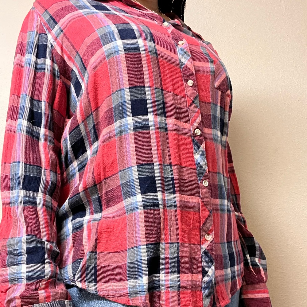 Arizona Jean Co. red & navy blue flannel - Picture 2 of 7